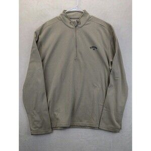 Callaway Mock Neck Long Sleeve Pullover Quarter Zip Men's Size XL Beige